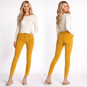 Free People Pants Women Yellow Marsh High Waist Raw Hem Corduroy Size 28